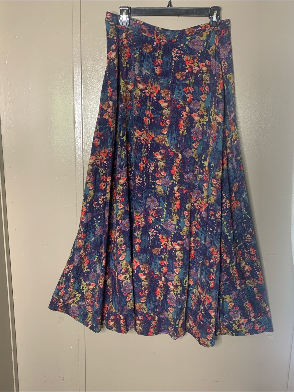 Natural Life Floral Navy multicolored Prairie Maxi Skirt with Side Slit - Picture 2 of 10